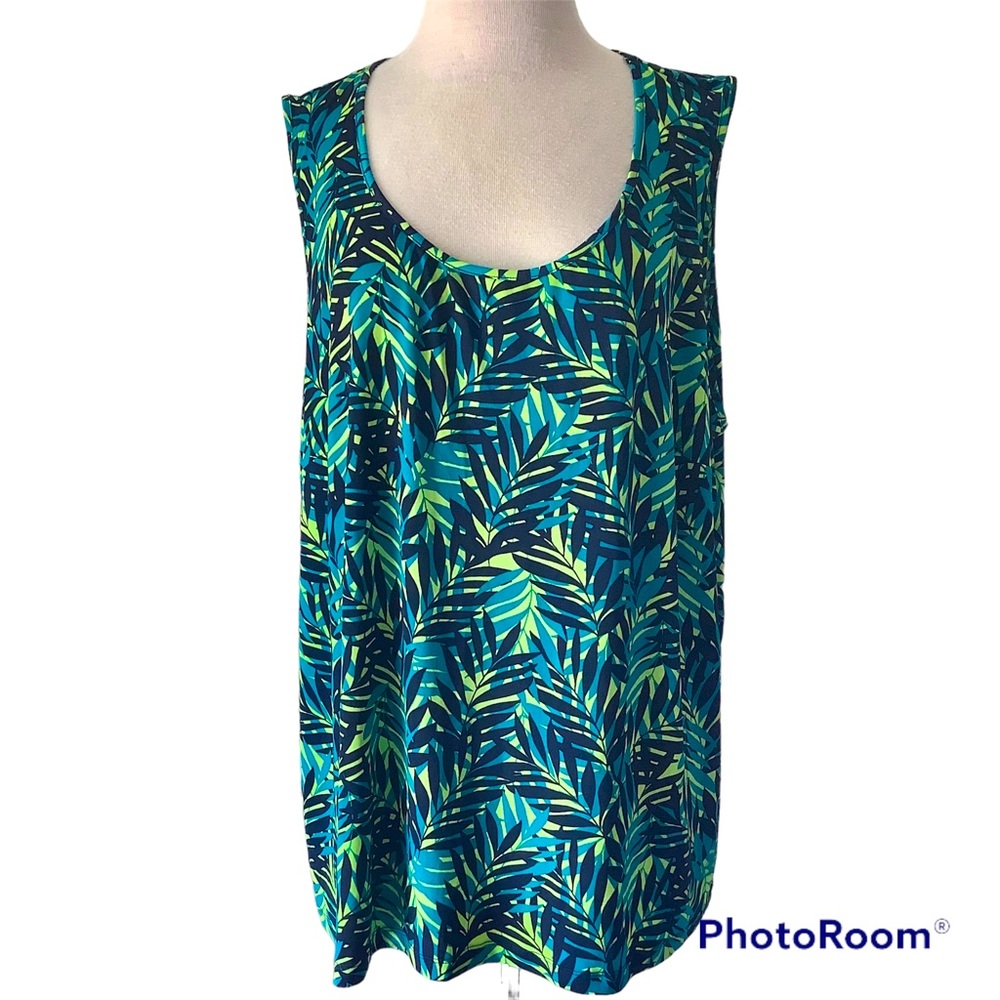 Catherine’s Bright Tropical Stretch Sleeveless Blouse